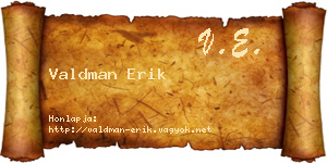 Valdman Erik névjegykártya